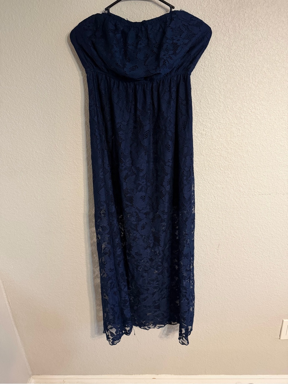 Strapless Navy Lace Maxi Skirt